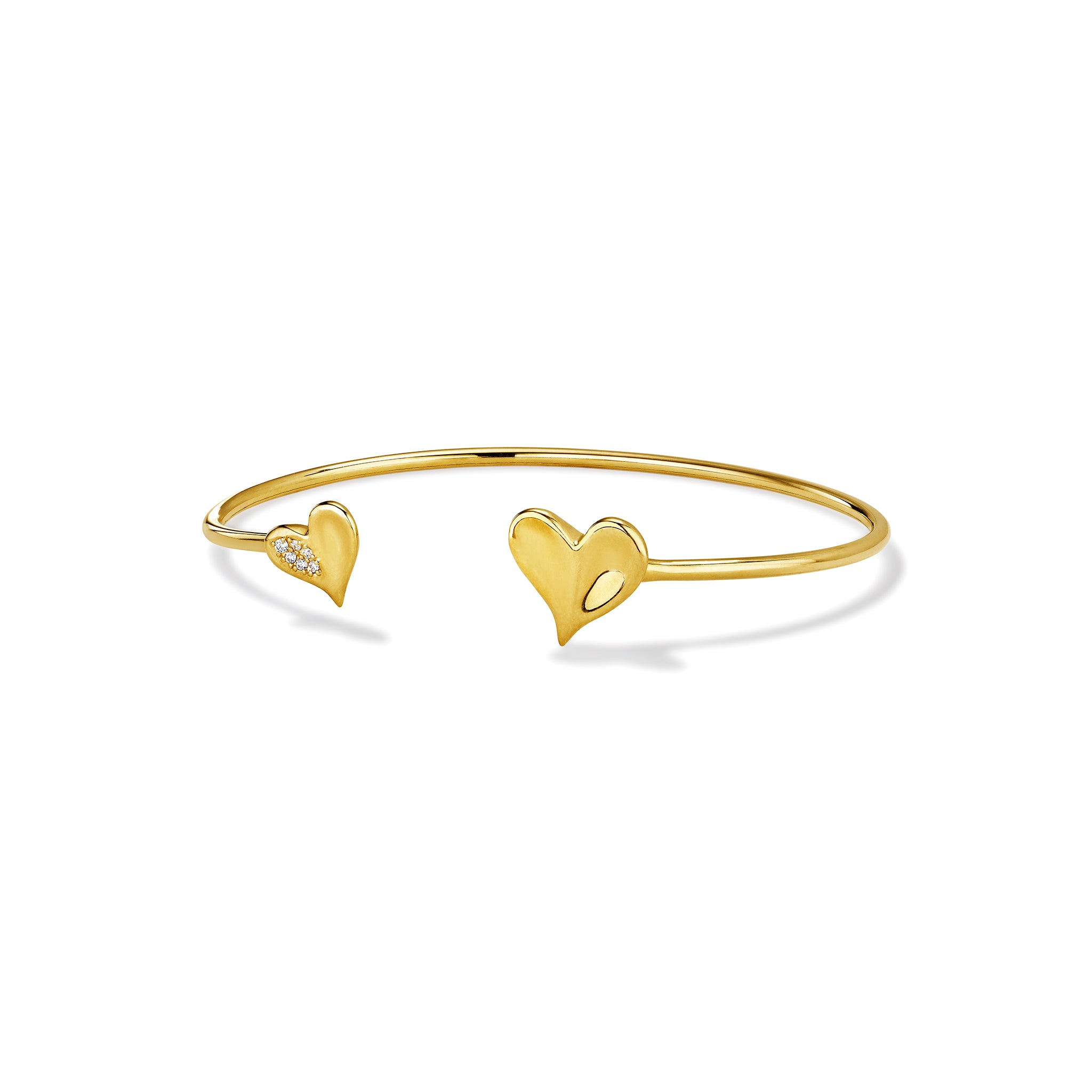 18K Yellow Gold Initial and Heart Flex Bracelet