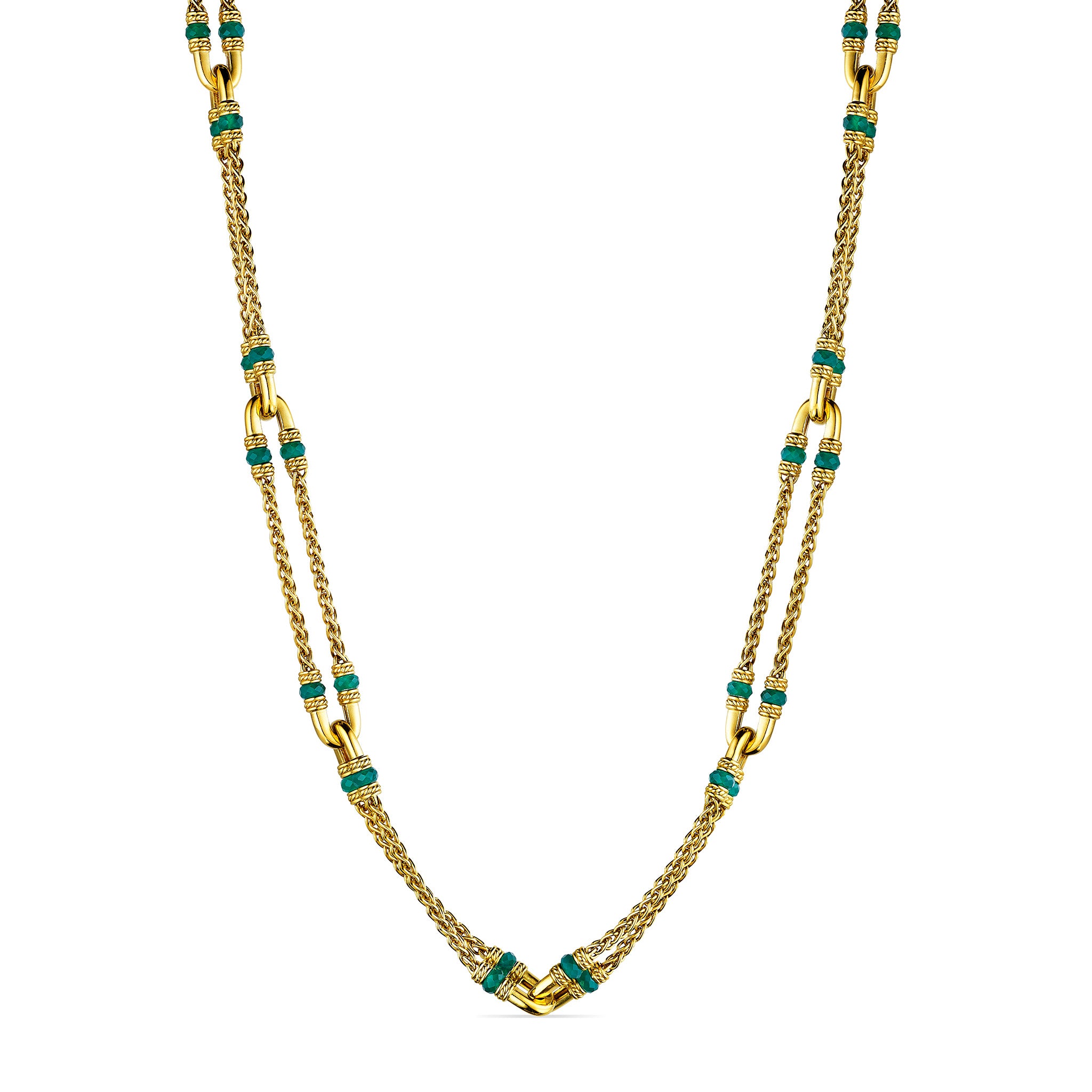 Judith Ripka | Ocean Reef Statement Necklace with Green Chalcedony in 18K Gold Vermeil