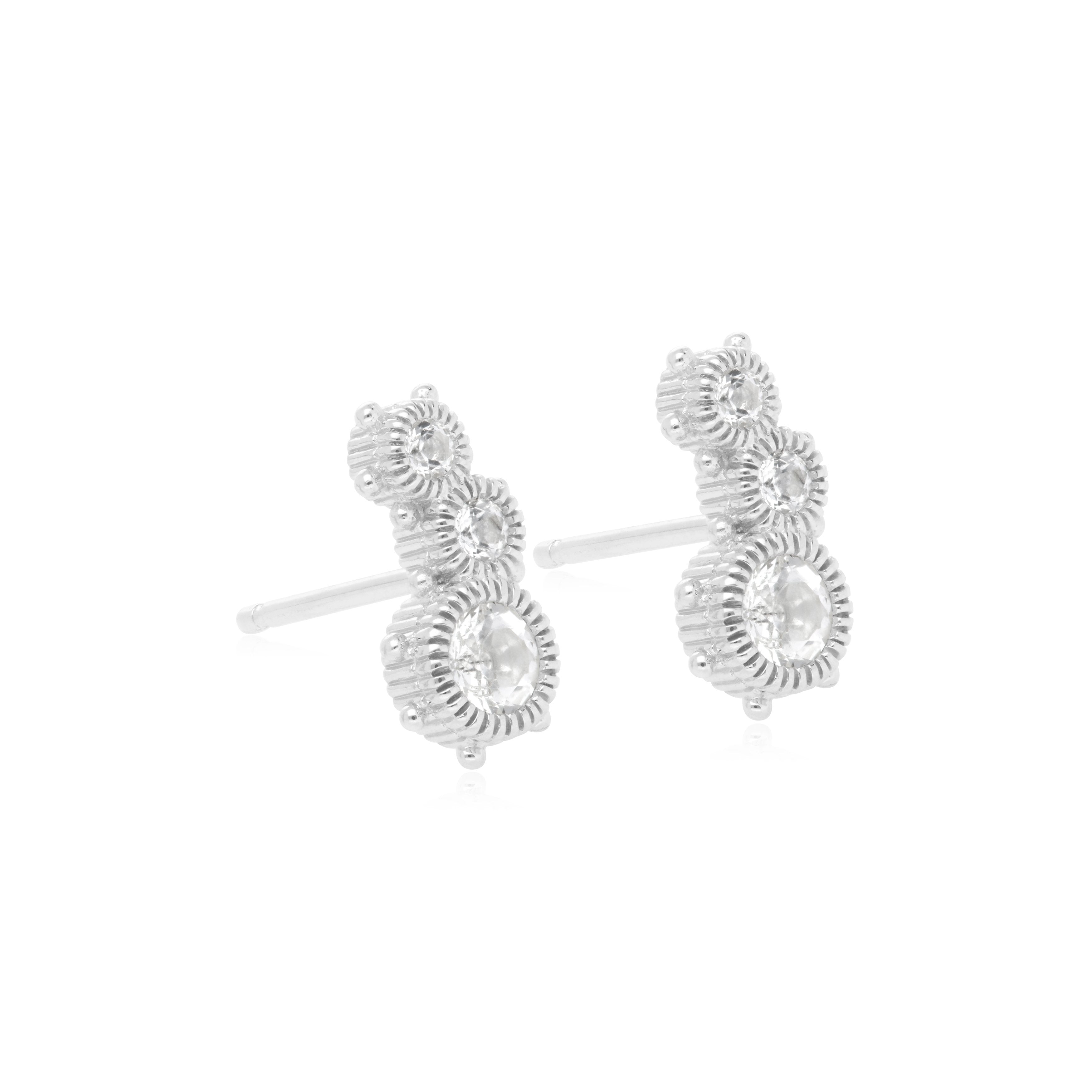 Santorini White Topaz Crawler Stud Earrings