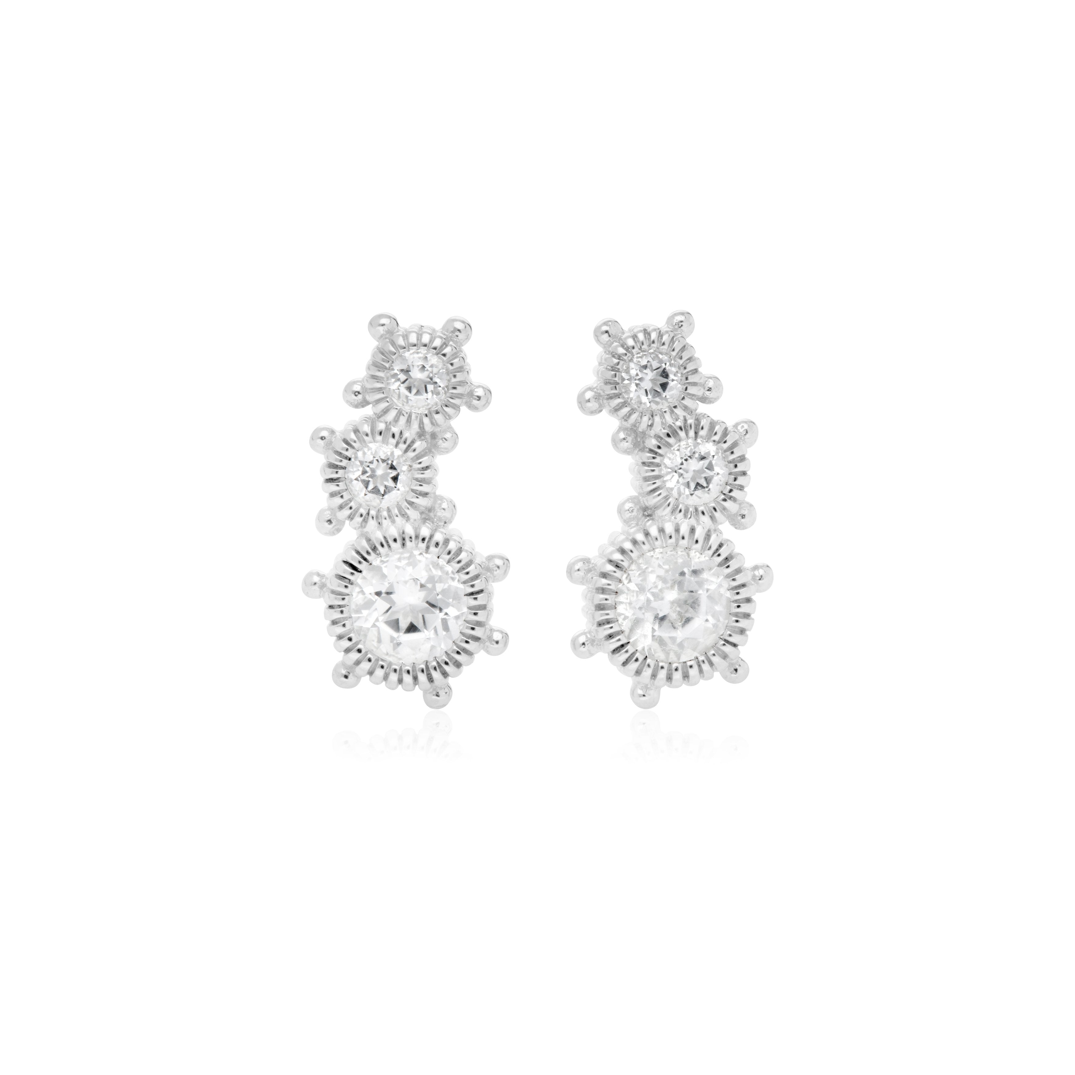 Ripka Santorini White Topaz Crawler Stud Earrings