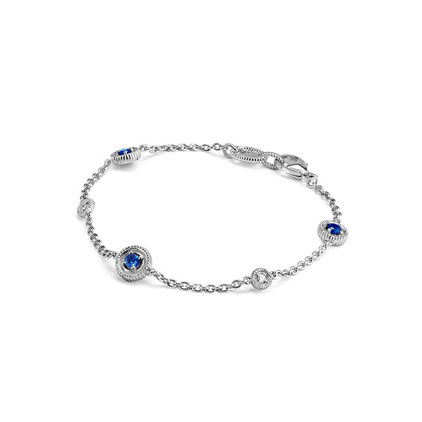 Judith Ripka Sterling Silver & Black & Blue Sapphire shops Evil Eye Bracelet SZ7 NWT