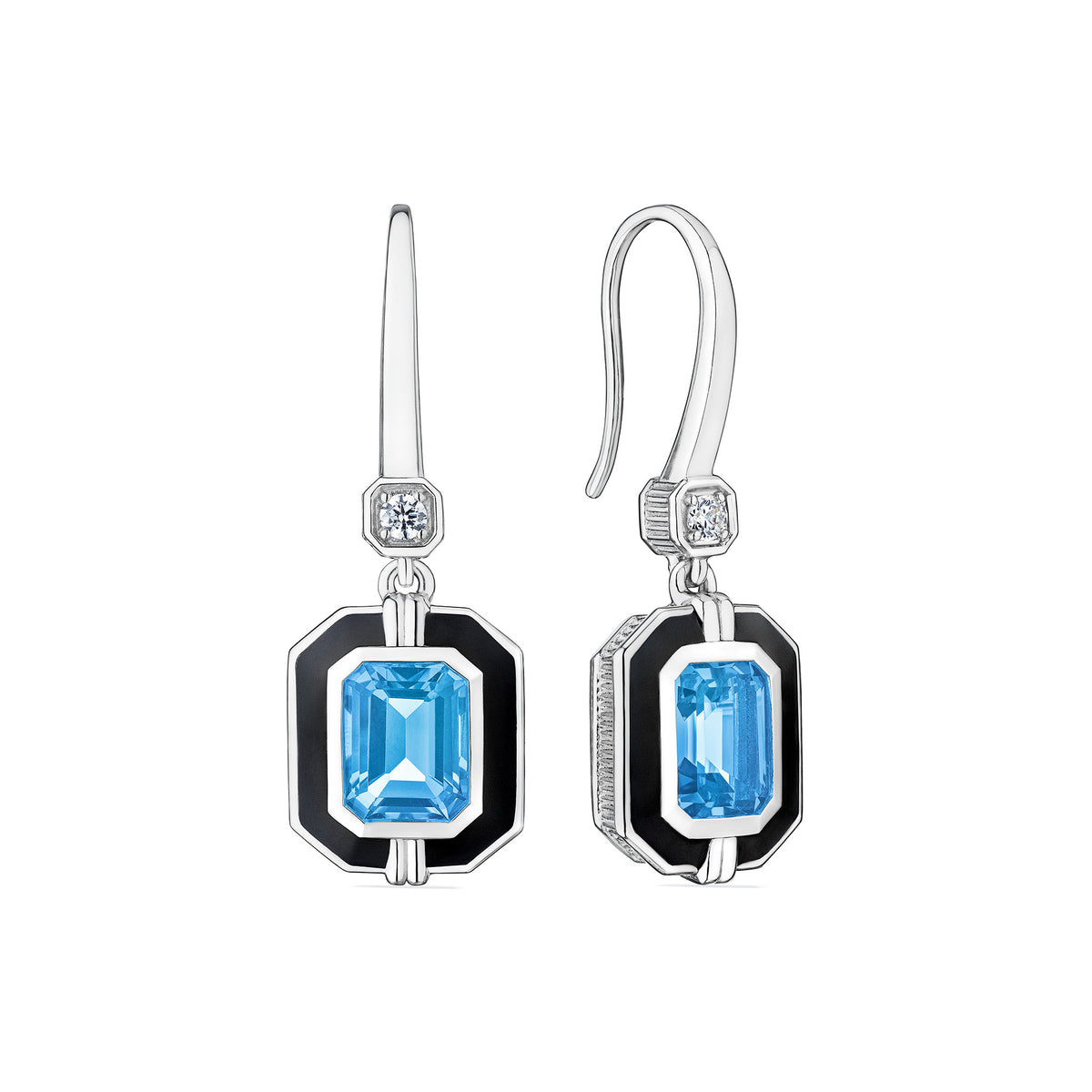 Judith Ripka 14K Clad hot Sky Blue Topaz and White Topaz La Petite Drop Earrings