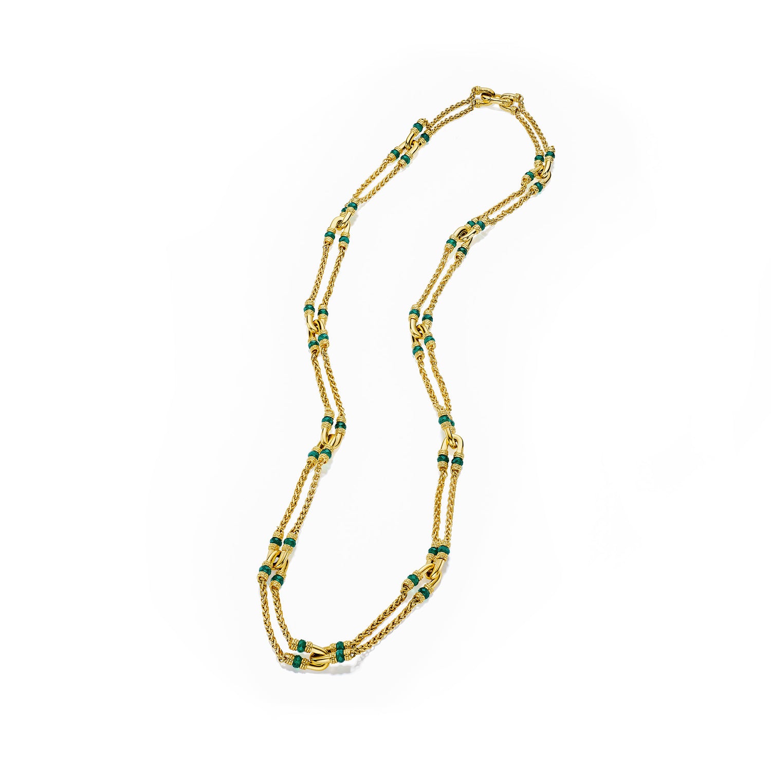 Ocean Reef Statement Necklace with Green Chalcedony in 18K Gold Vermei