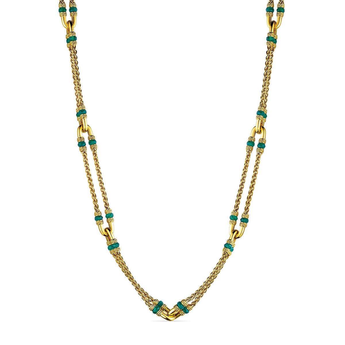 Ocean Reef Statement Necklace With Green Chalcedony In 18k Gold Vermei