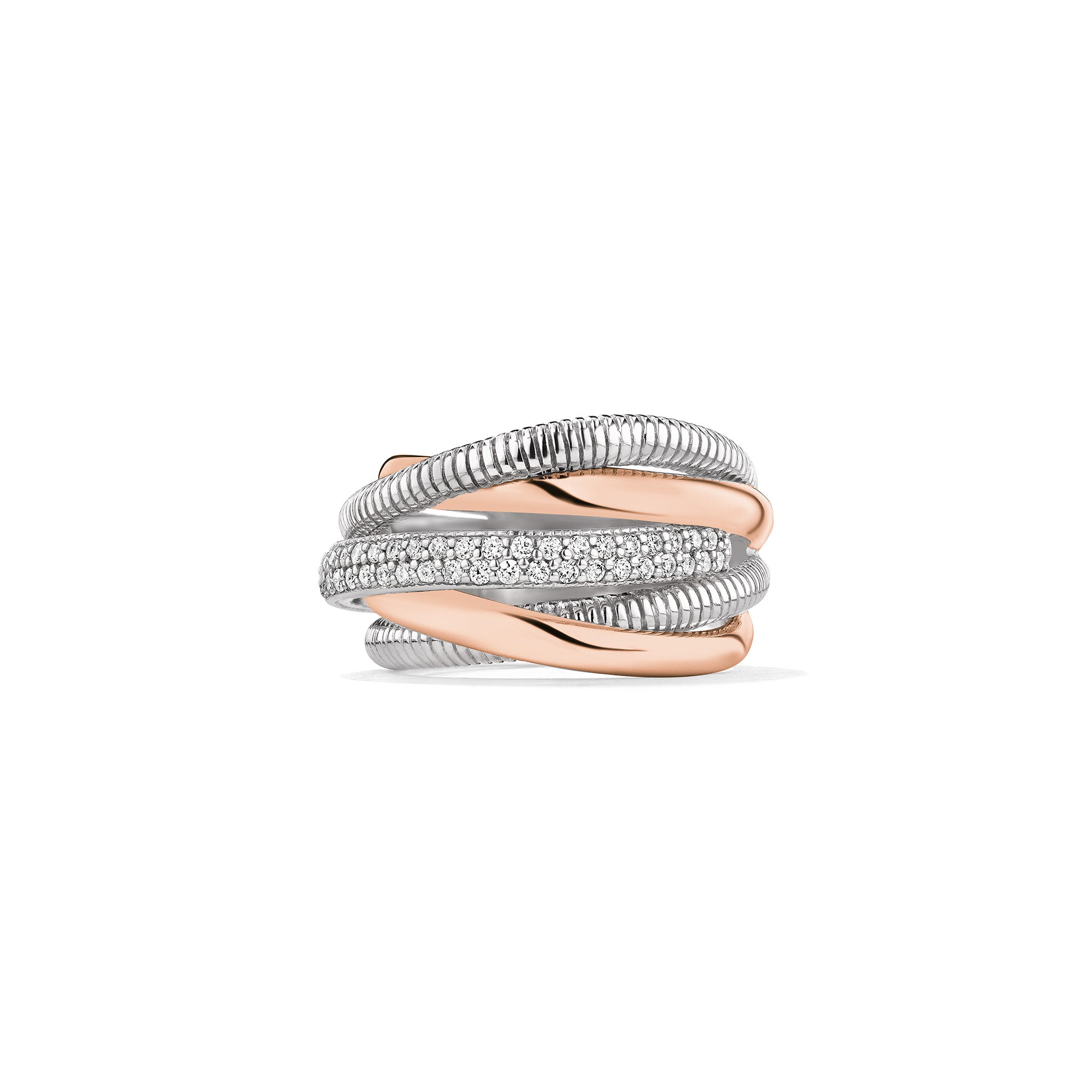 Eternity Five Band Highway Ring with 18K Rose Gold and Diamonds