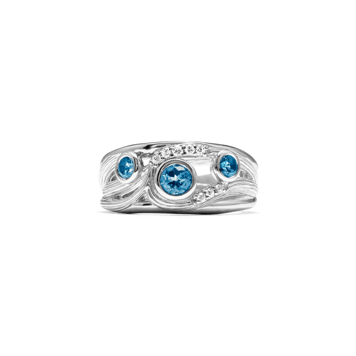 Santorini Band Ring with London Blue Topaz and Diamonds