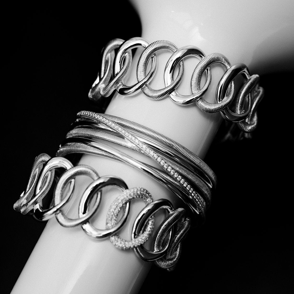 Eternity Interlocking Link Cuff with Diamonds