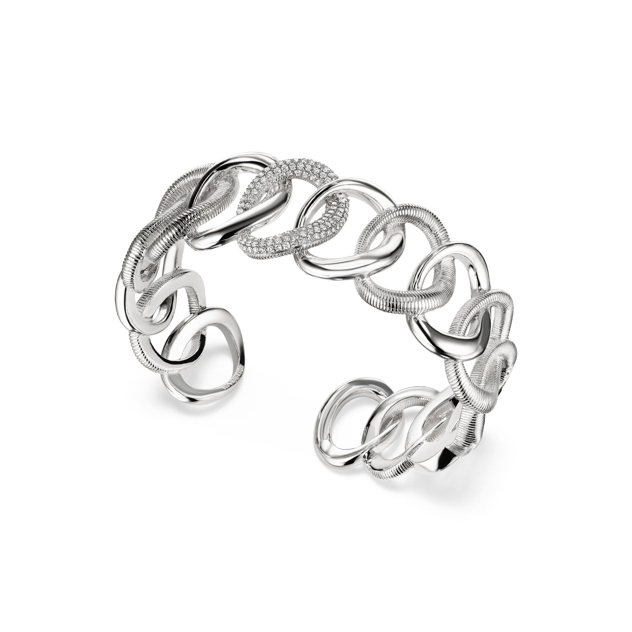 Eternity Interlocking Link Cuff with Diamonds